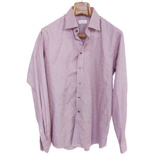 ETON Men's Contemporary Fit Button Down Shirt Red White Gingham 16.5 / 36